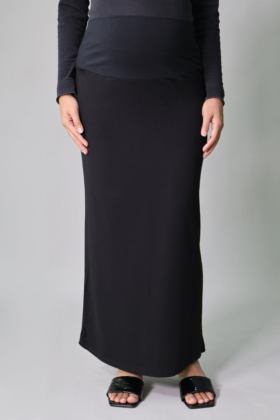 Straight Fit Long Maternity Skirt