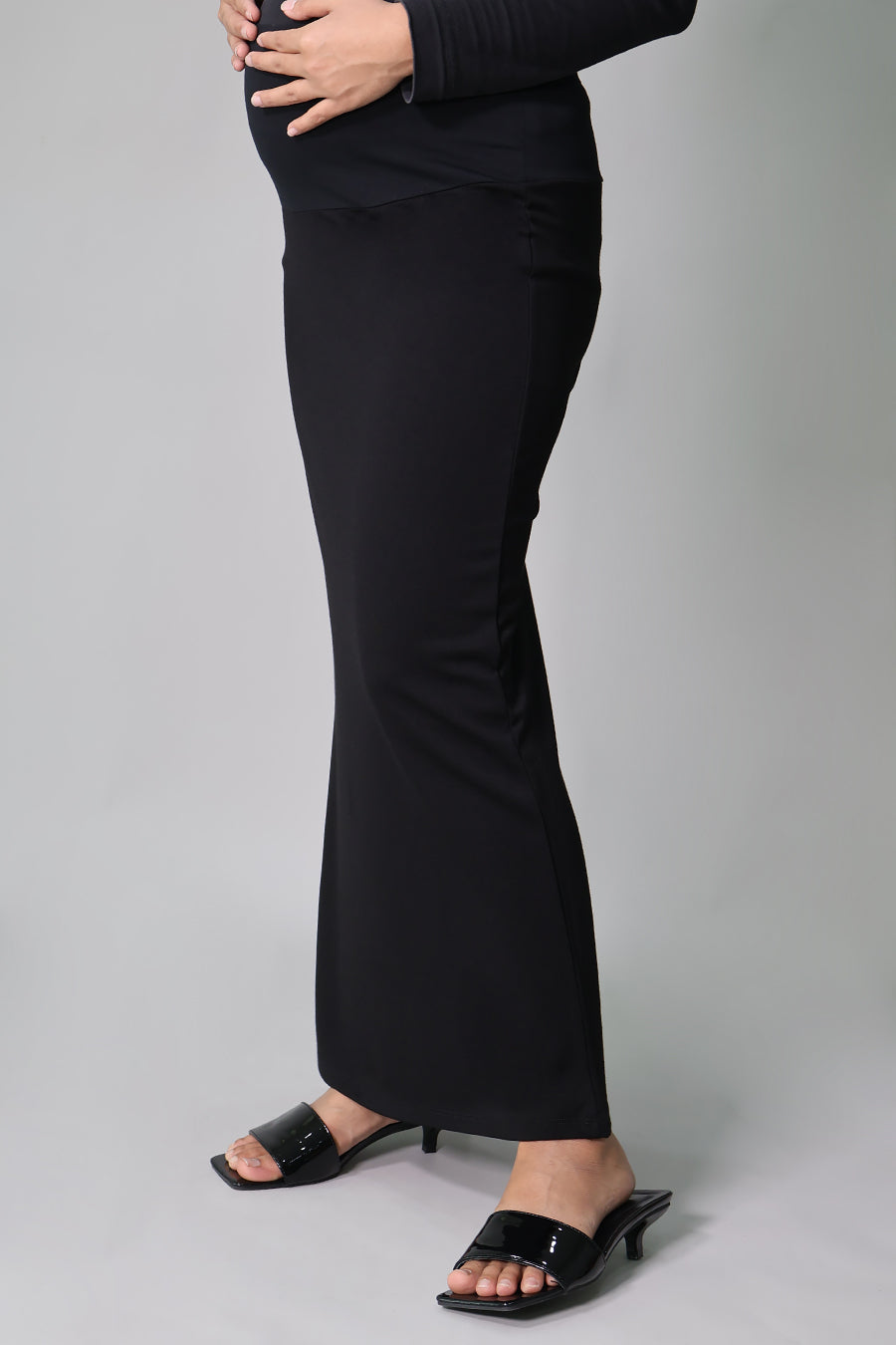 Straight Fit Long Maternity Skirt
