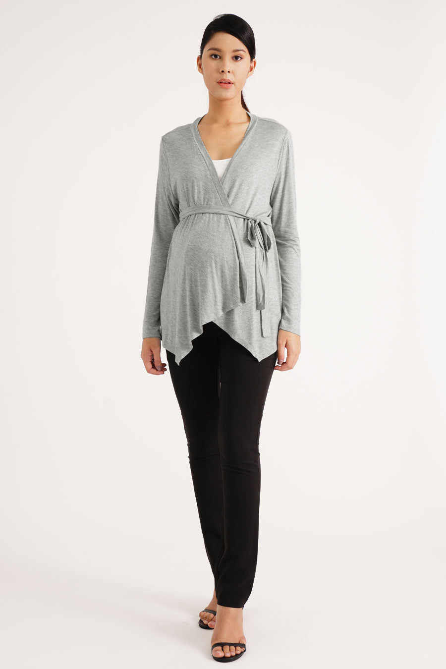 Maternity Belted Drape Cardigan