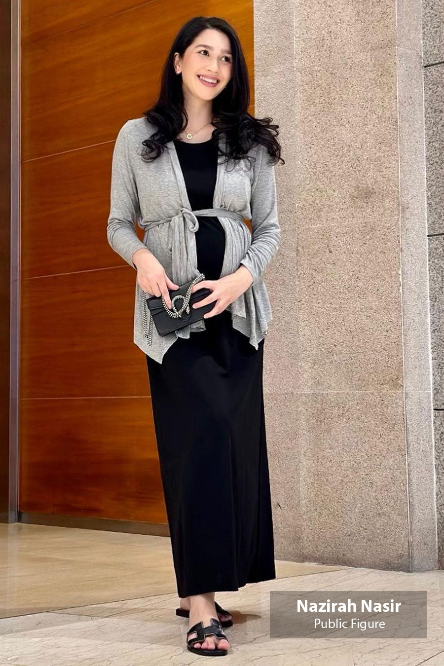 Maternity Belted Drape Cardigan