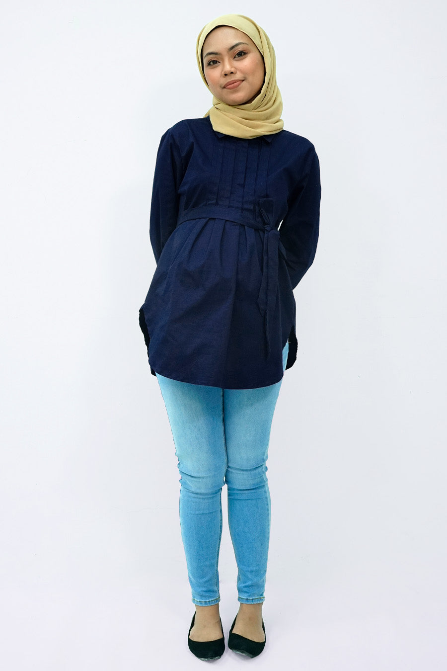 Front Pleated Maternity Shirt