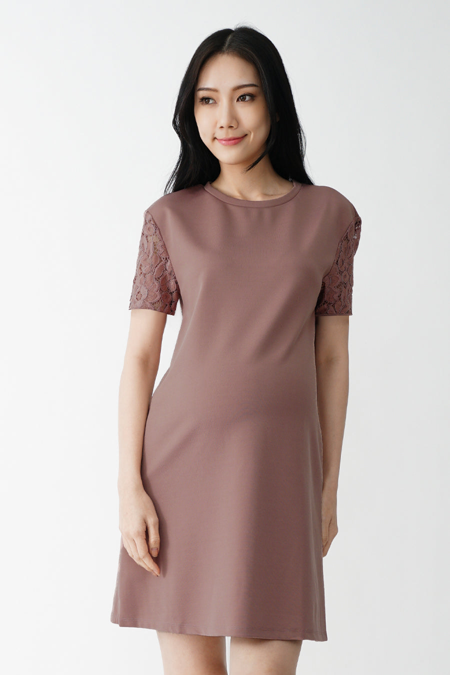 Maternity Lace Sleeves Shift Dress