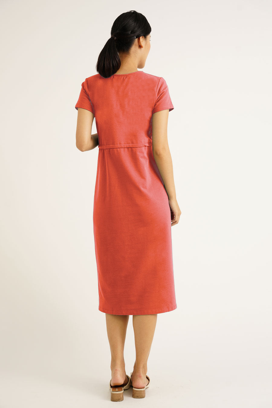 Overlap Drawstring Nursing Dress