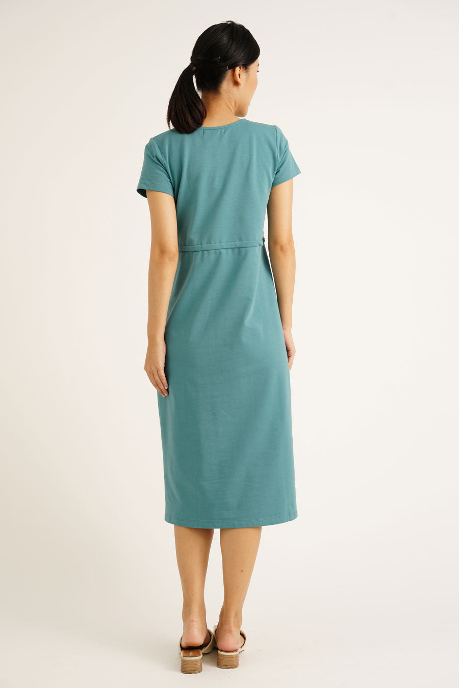 Overlap Drawstring Nursing Dress