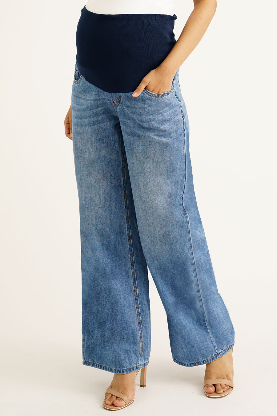 Maternity Full Panel Wide Leg Jeans