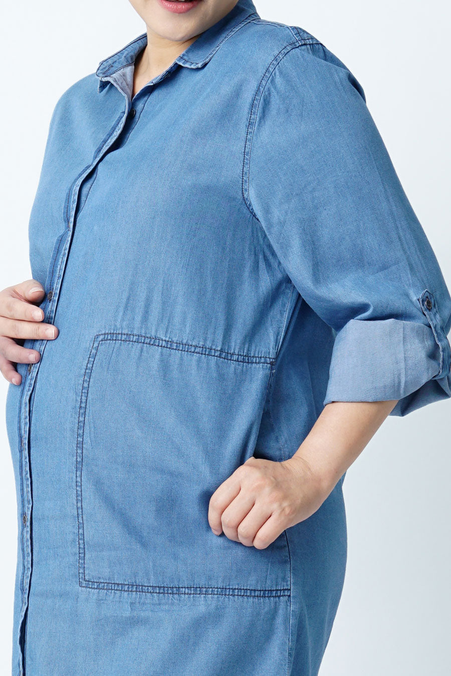 Maternity Denim Nursing Shirt Dress