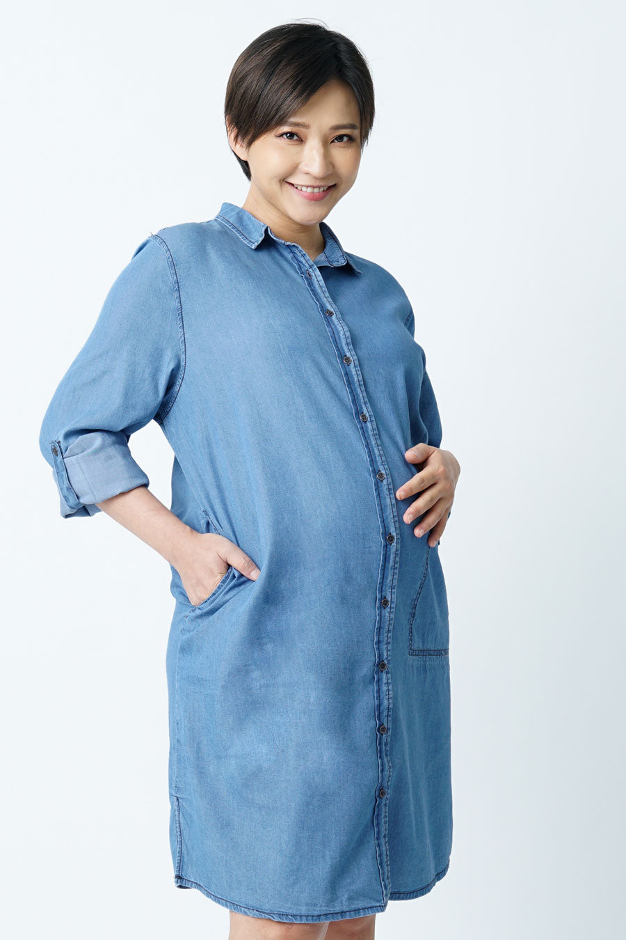 Maternity Denim Nursing Shirt Dress