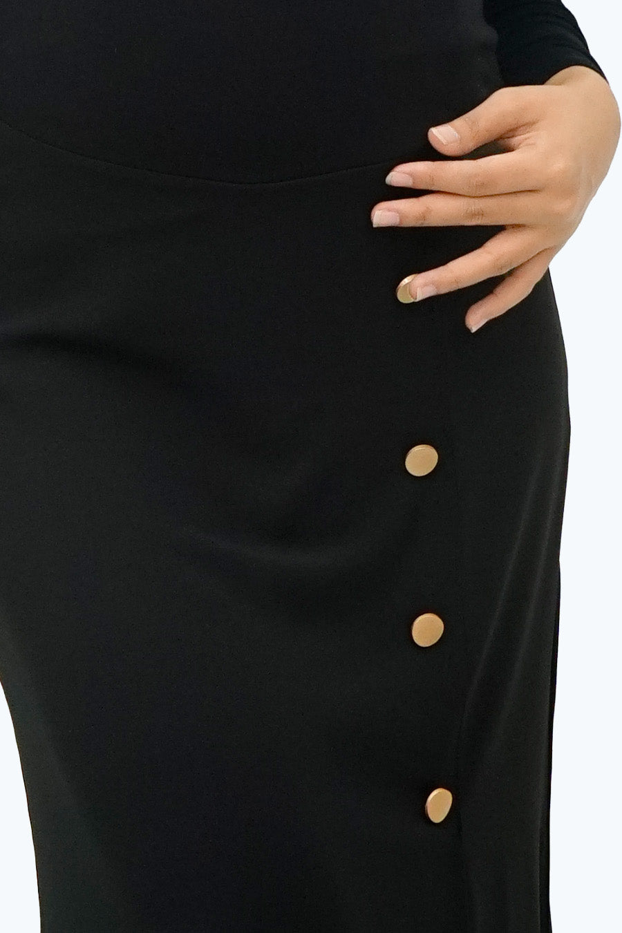Maternity Full Panel Side Button Maxi Skirt