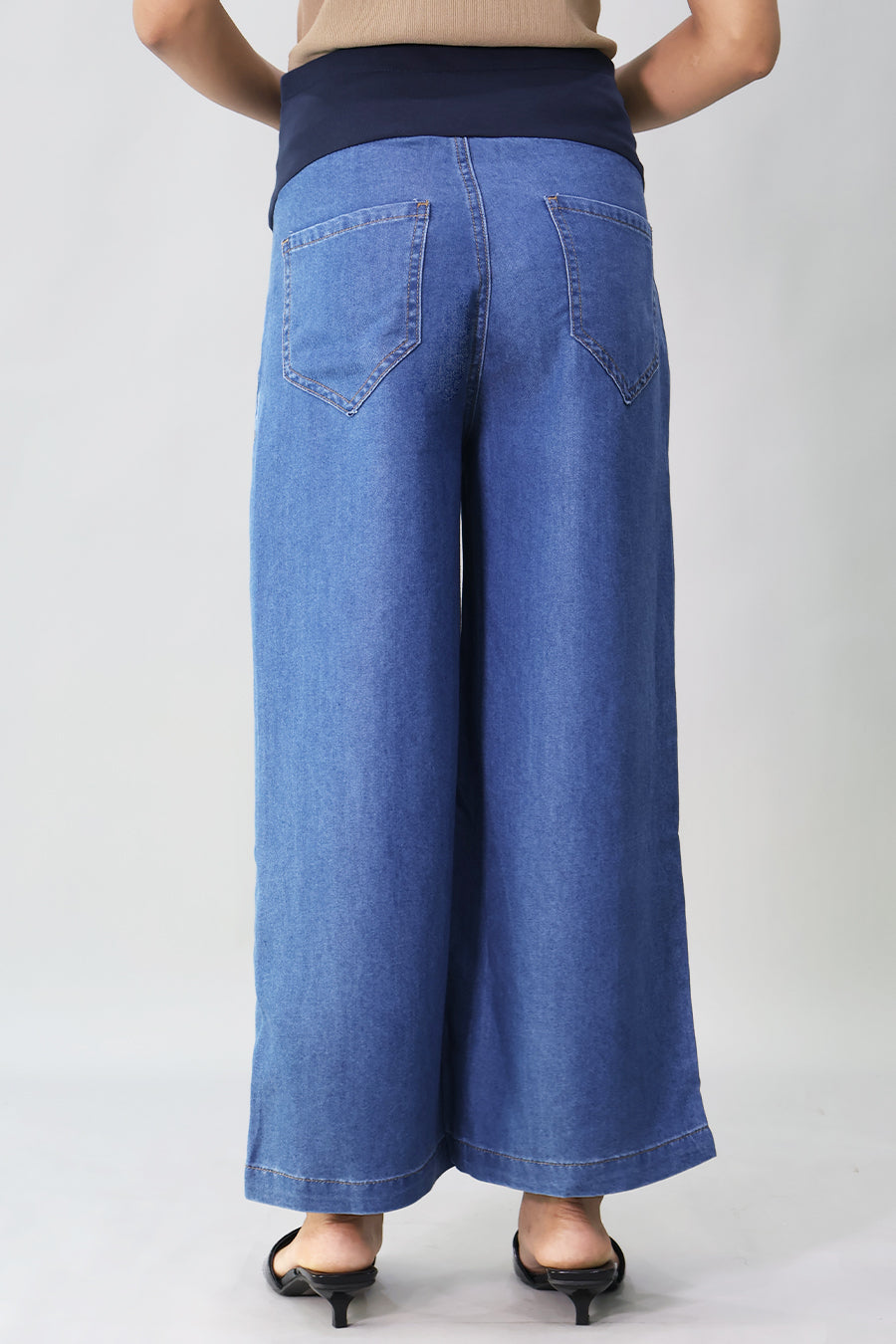 Full Panel Tencel Denim Ankle Wide Leg Pants