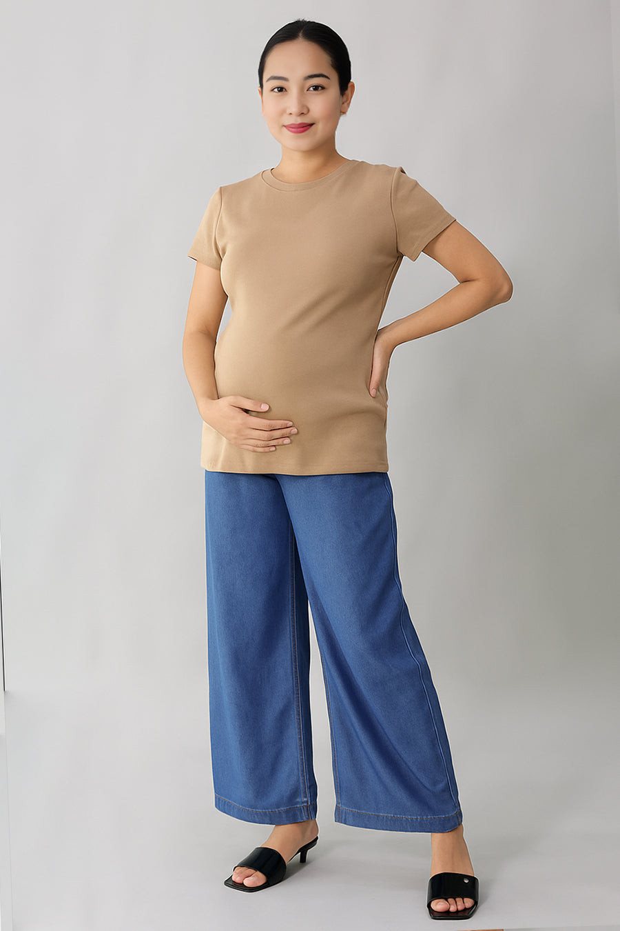 Full Panel Tencel Denim Ankle Wide Leg Pants