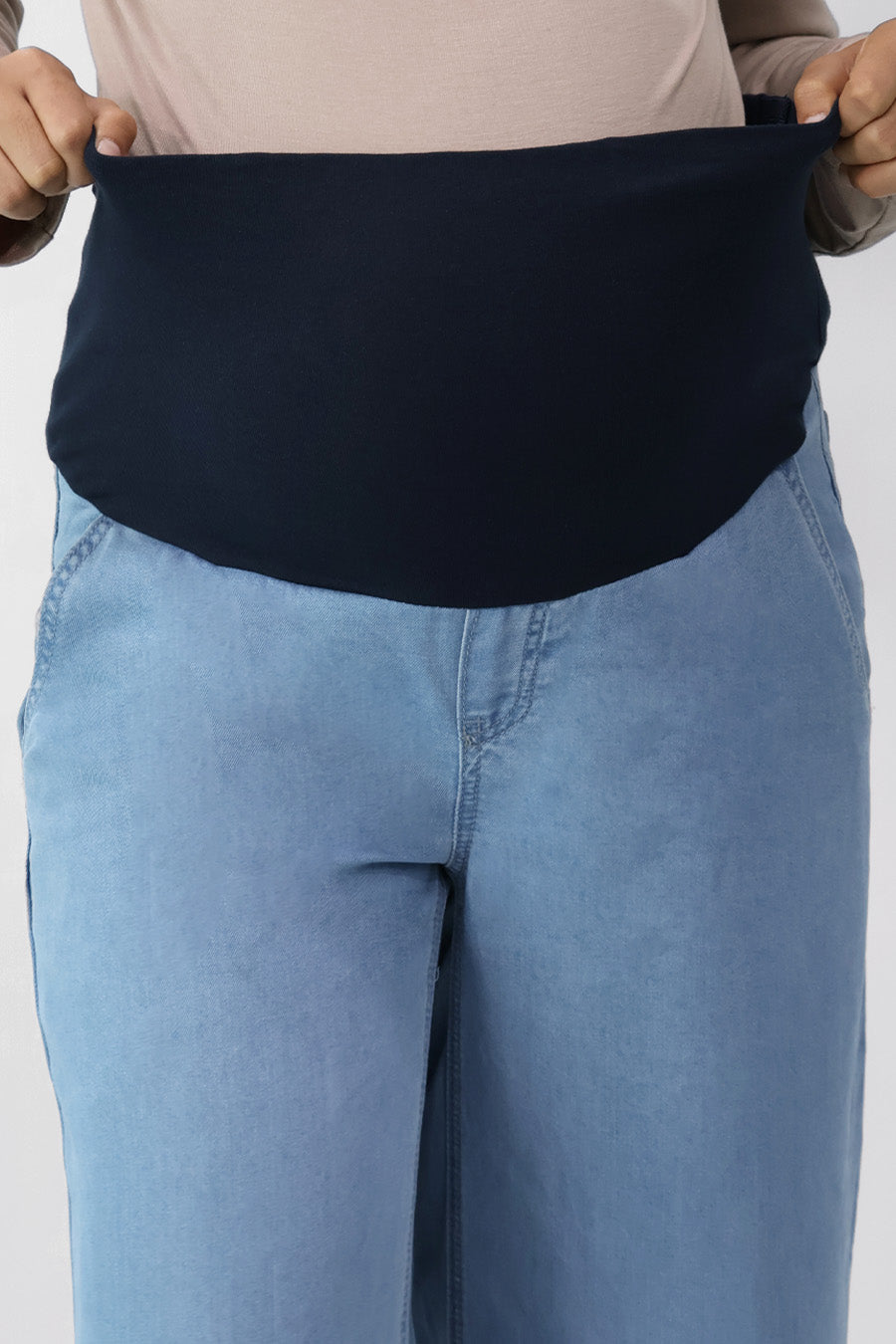 Full Panel Tencel Denim Ankle Wide Leg Pants