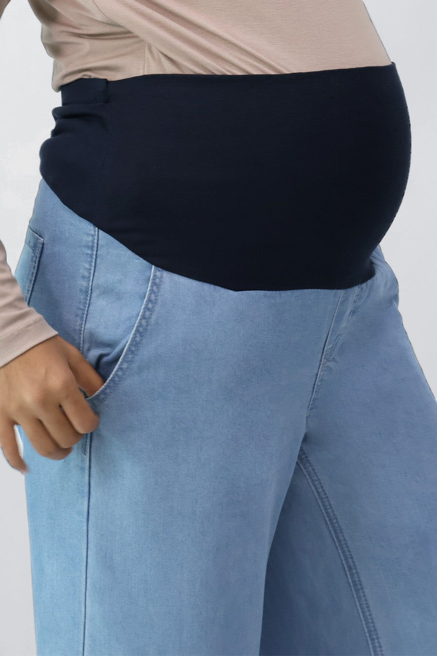 Full Panel Tencel Denim Ankle Wide Leg Pants