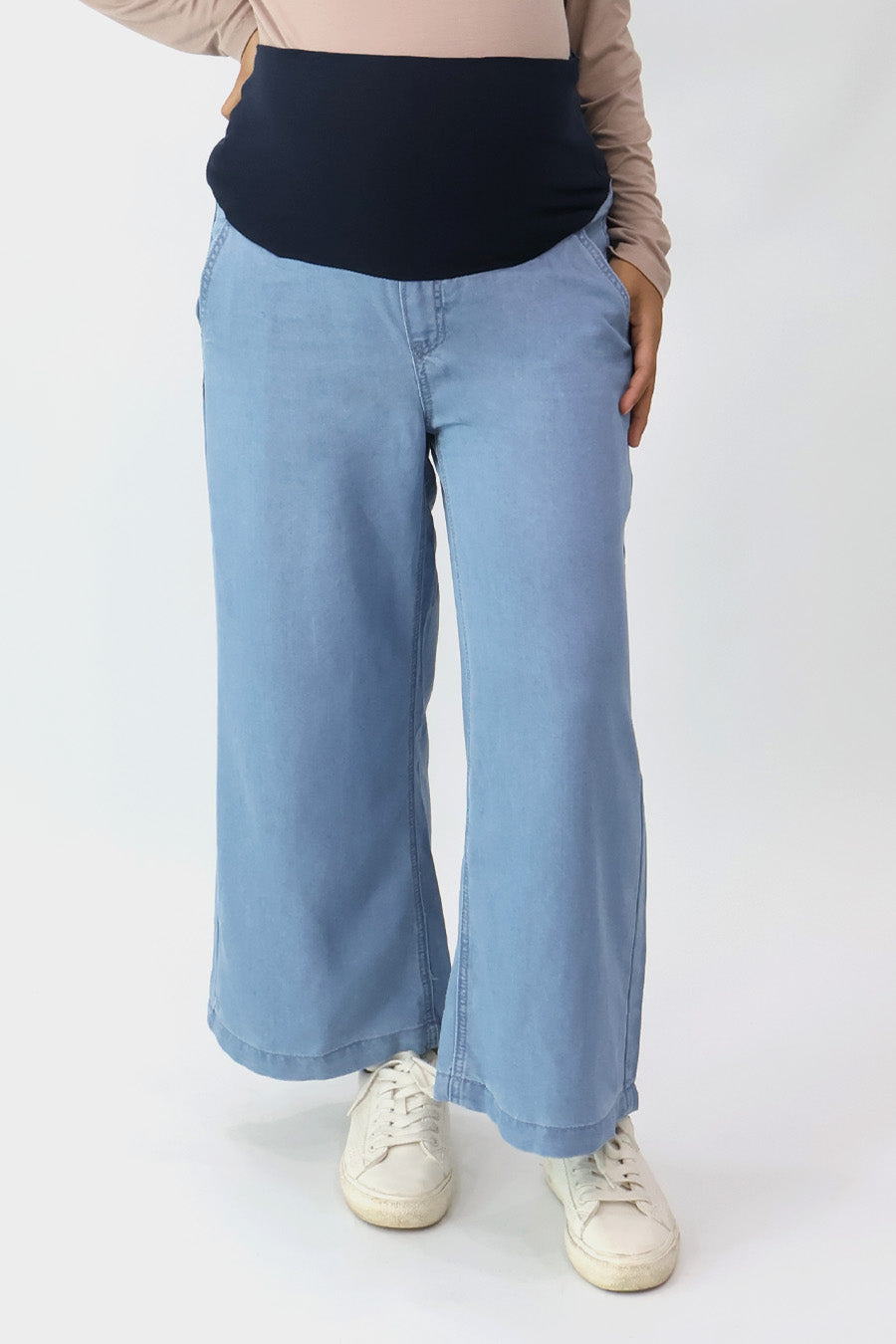 Full Panel Tencel Denim Ankle Wide Leg Pants
