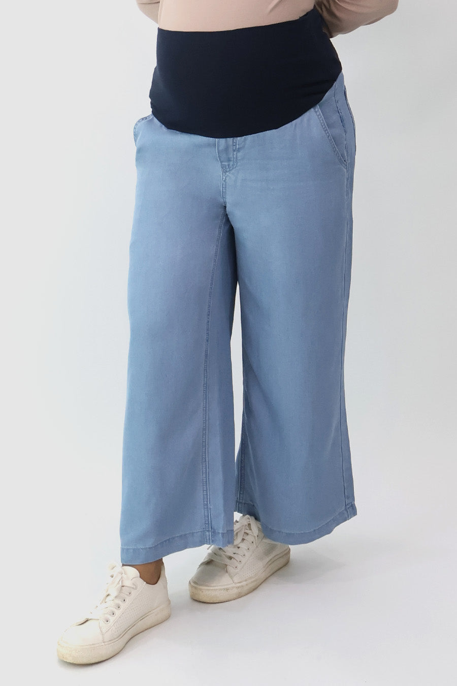 Full Panel Tencel Denim Ankle Wide Leg Pants