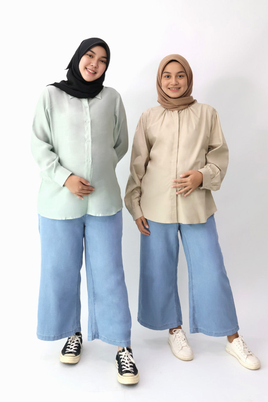 Full Panel Tencel Denim Ankle Wide Leg Pants