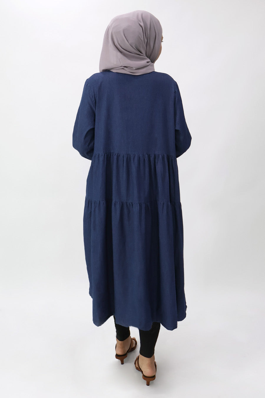 Denim L/S Gathered Shirt Dress