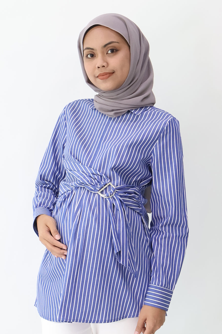 Buckle Detail Overlap Nursing Shirt