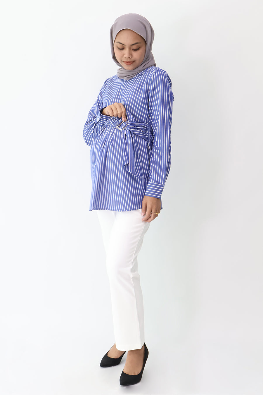 Buckle Detail Overlap Nursing Shirt