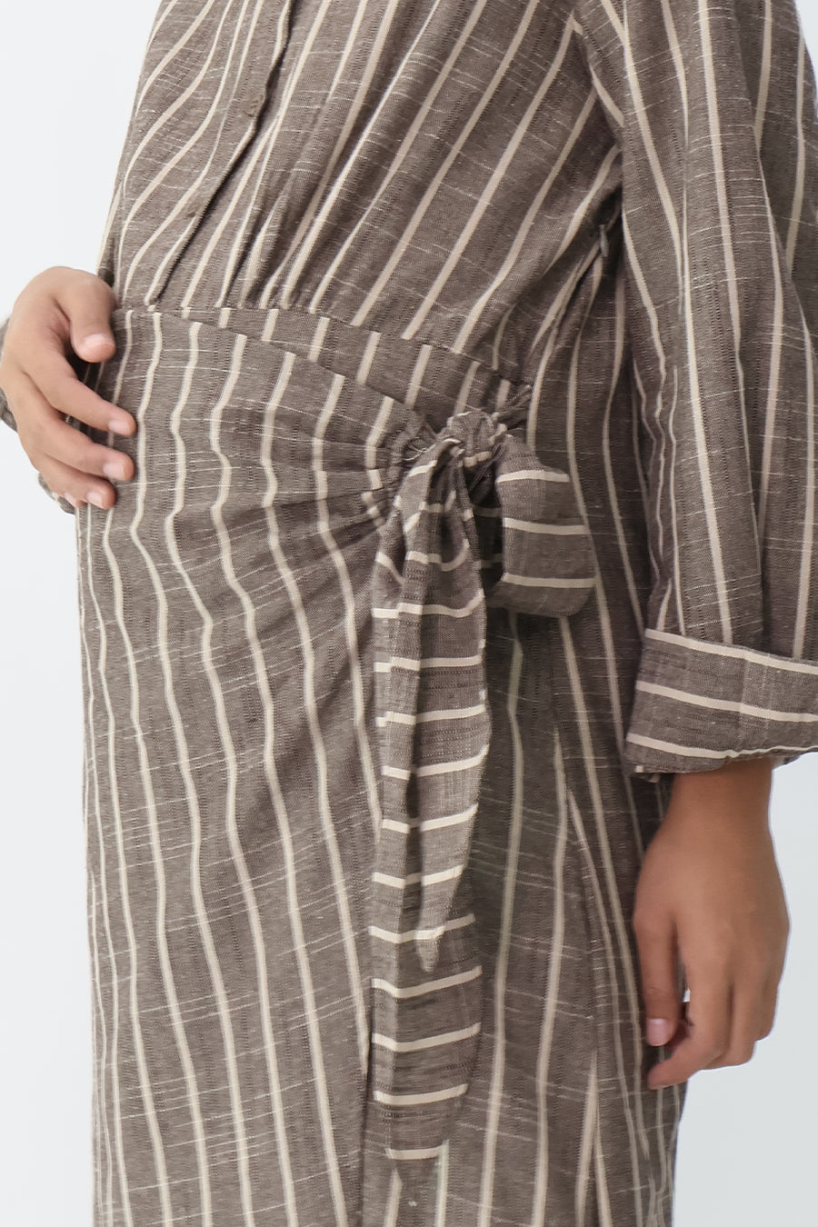 Nursing Striped Wrap Shirt Dress