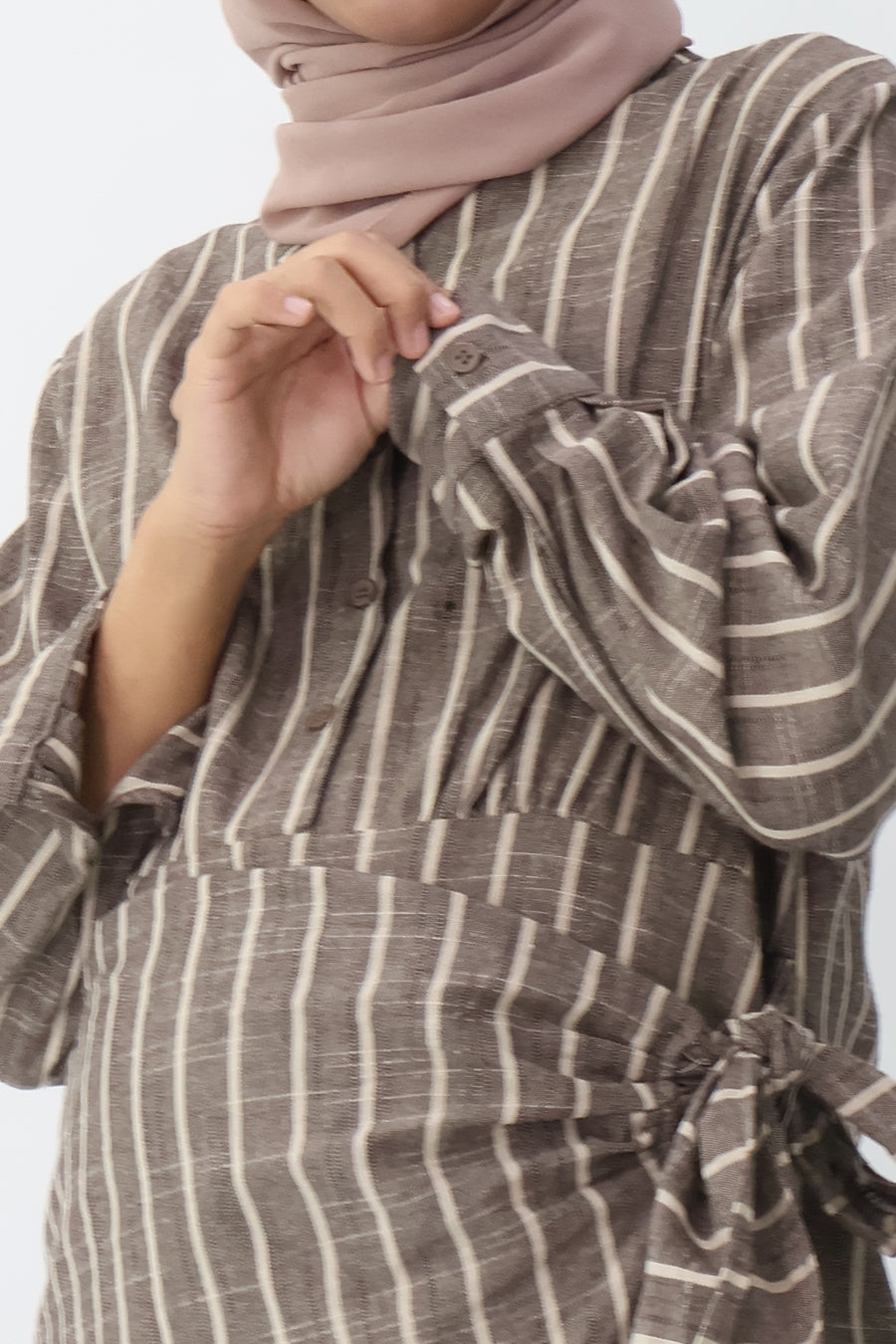 Nursing Striped Wrap Shirt Dress
