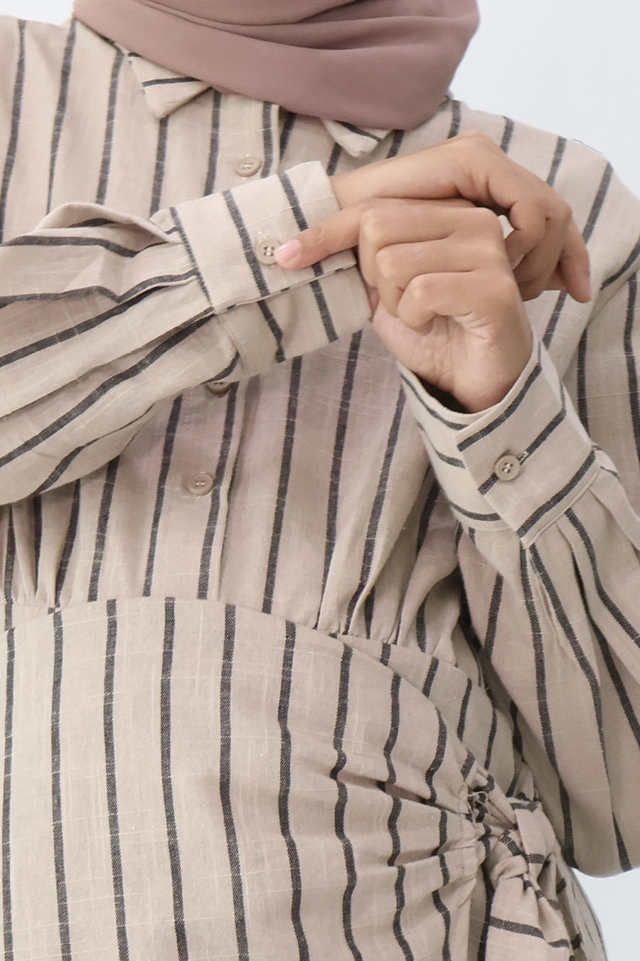Nursing Striped Wrap Shirt Dress