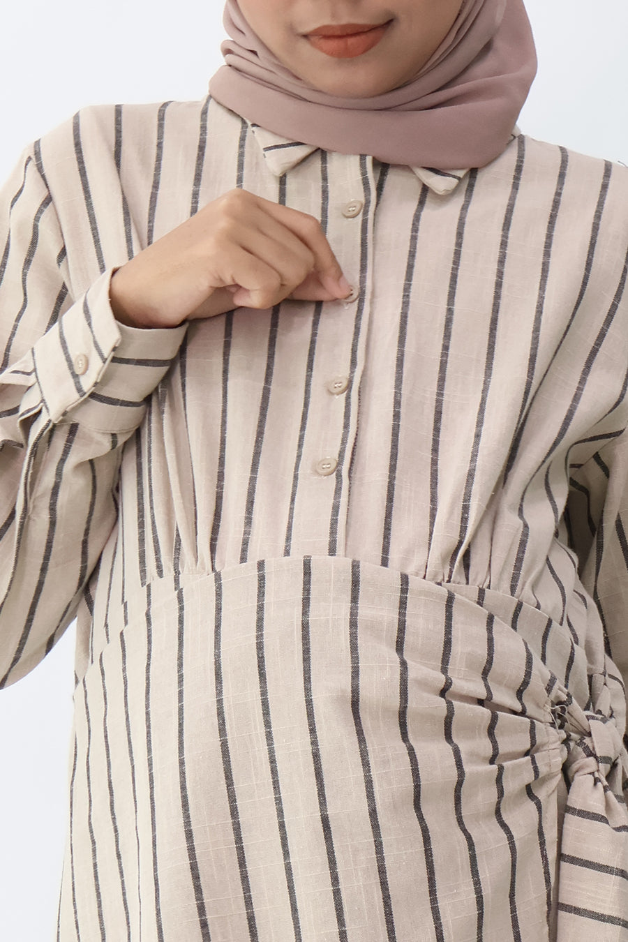 Nursing Striped Wrap Shirt Dress