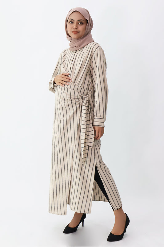 Nursing Striped Wrap Shirt Dress