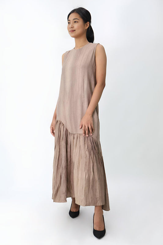 Asymmetrical Gathered Hem Maxi Dress