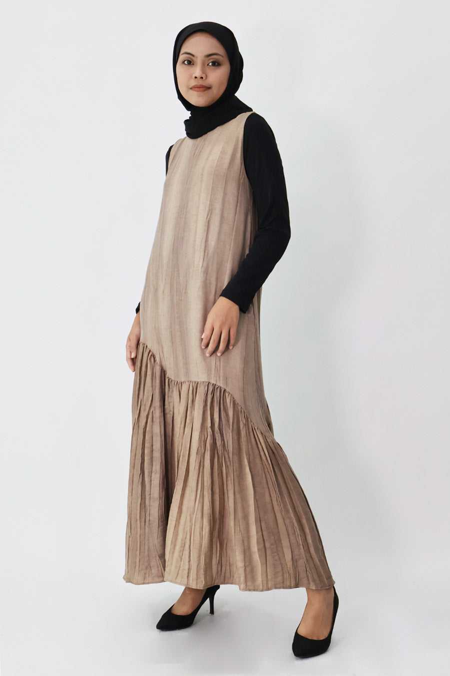 Asymmetrical Gathered Hem Maxi Dress
