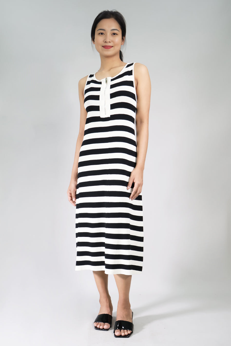 Zipper Front Knit Dress