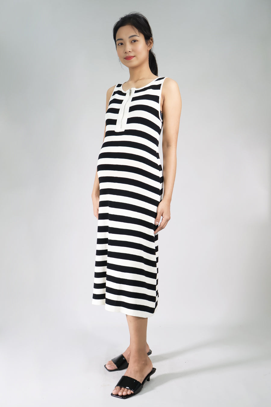 Zipper Front Knit Dress