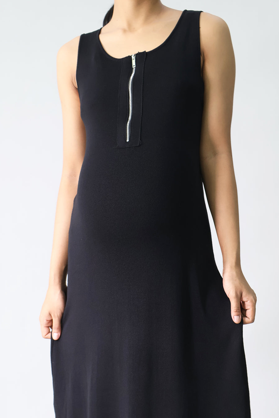 Zipper Front Knit Dress