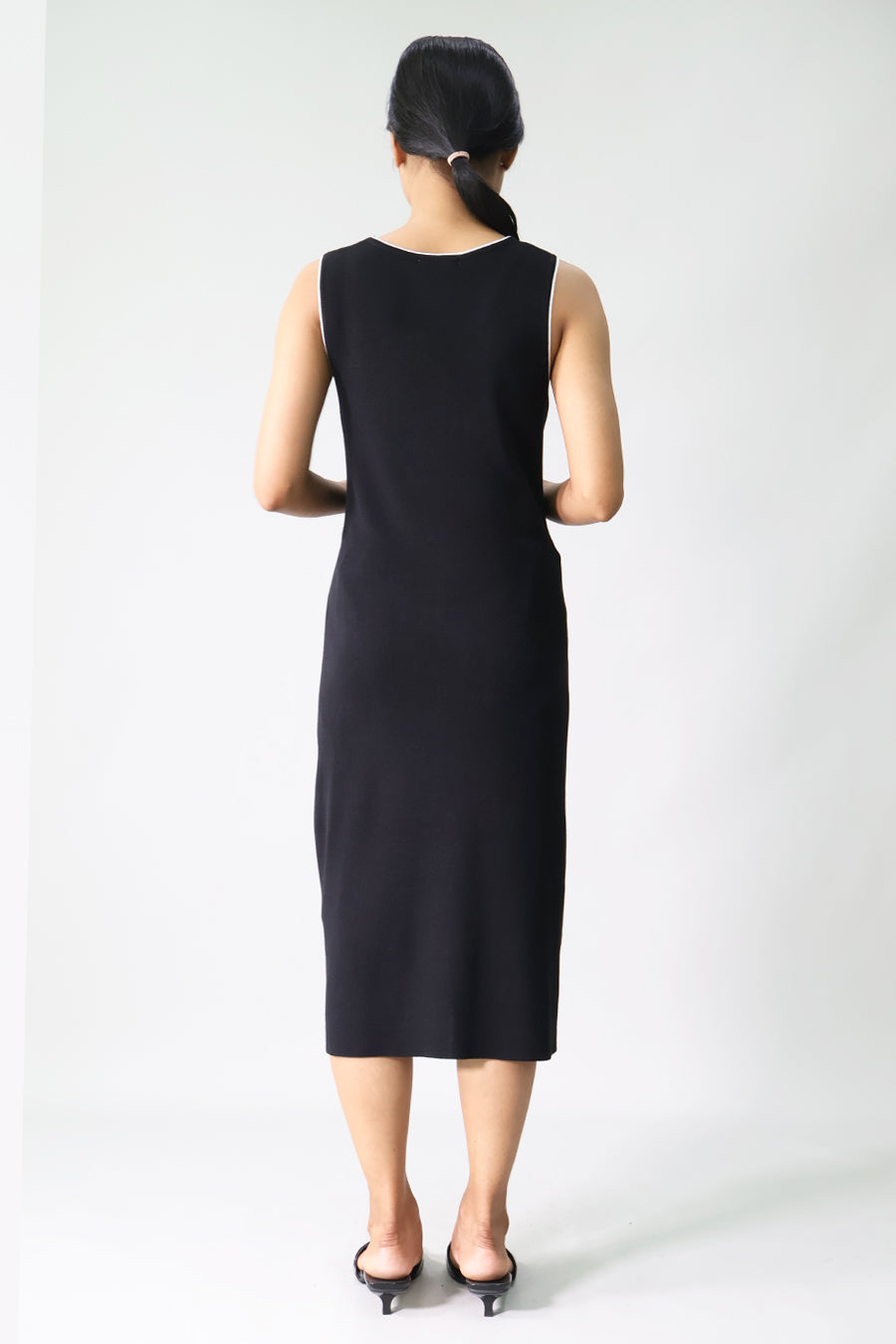 Contrast Trim Knit Midi Dress