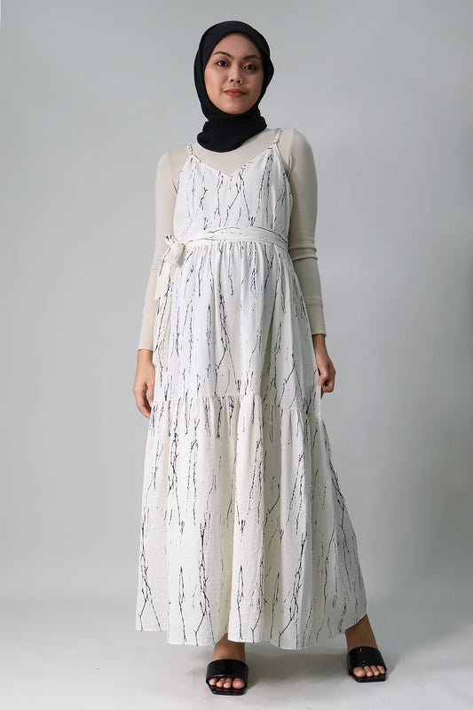 Marble Print Tiered Maxi Dress