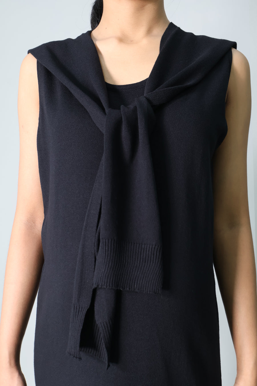 Midi Knit Dress with Scarf