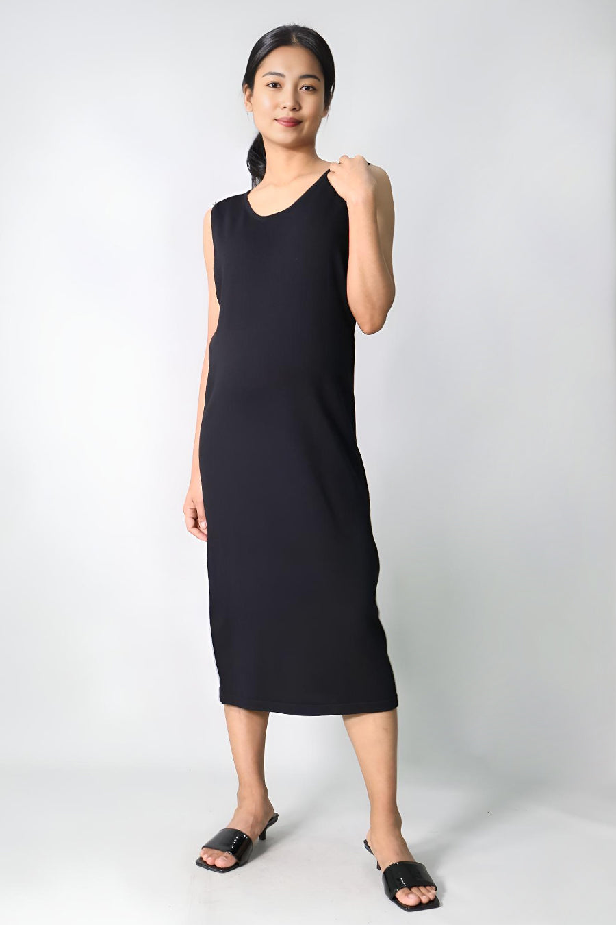 Midi Knit Dress with Scarf