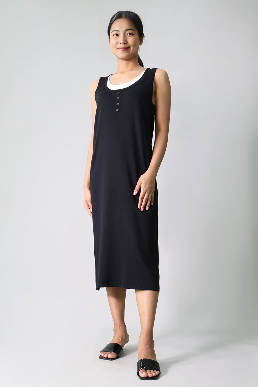 Button Detail Knit Dress