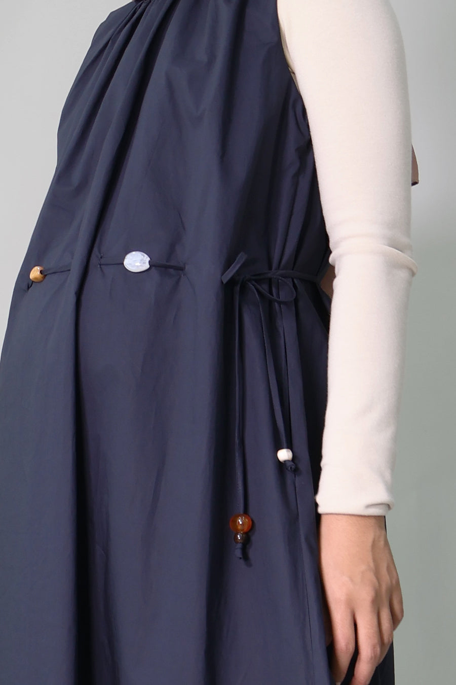 Sleeveless Long Dress with Waist Tie