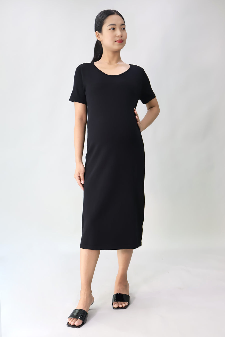 Midi Knit Dress with Scarf