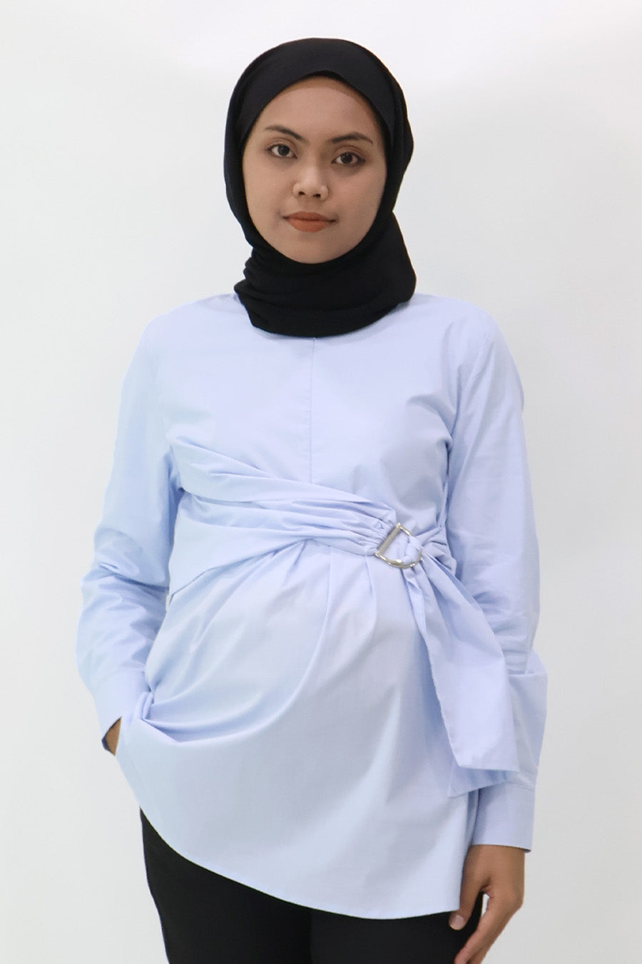 Buckle Detail Overlap Nursing Shirt