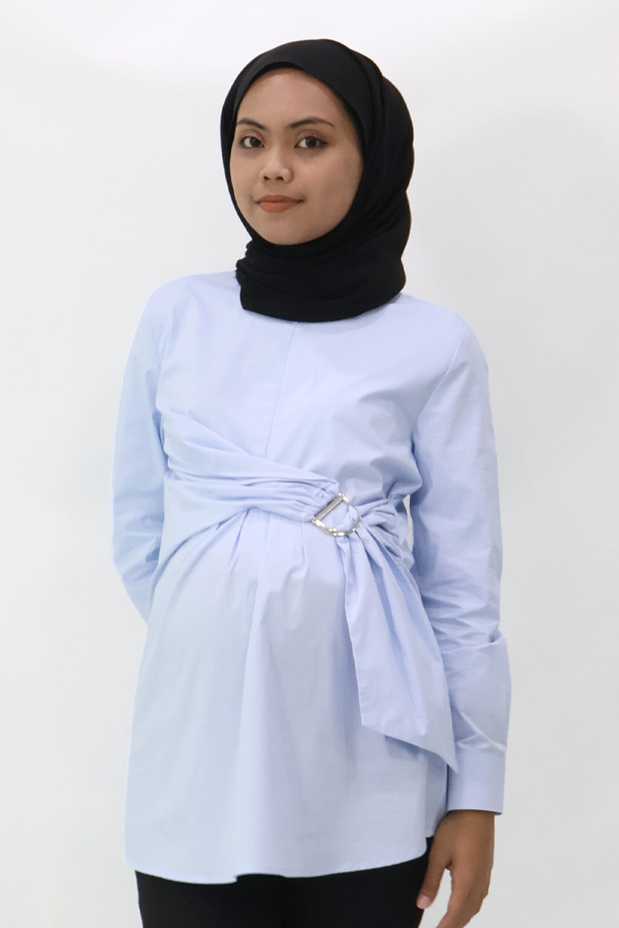 Buckle Detail Overlap Nursing Shirt