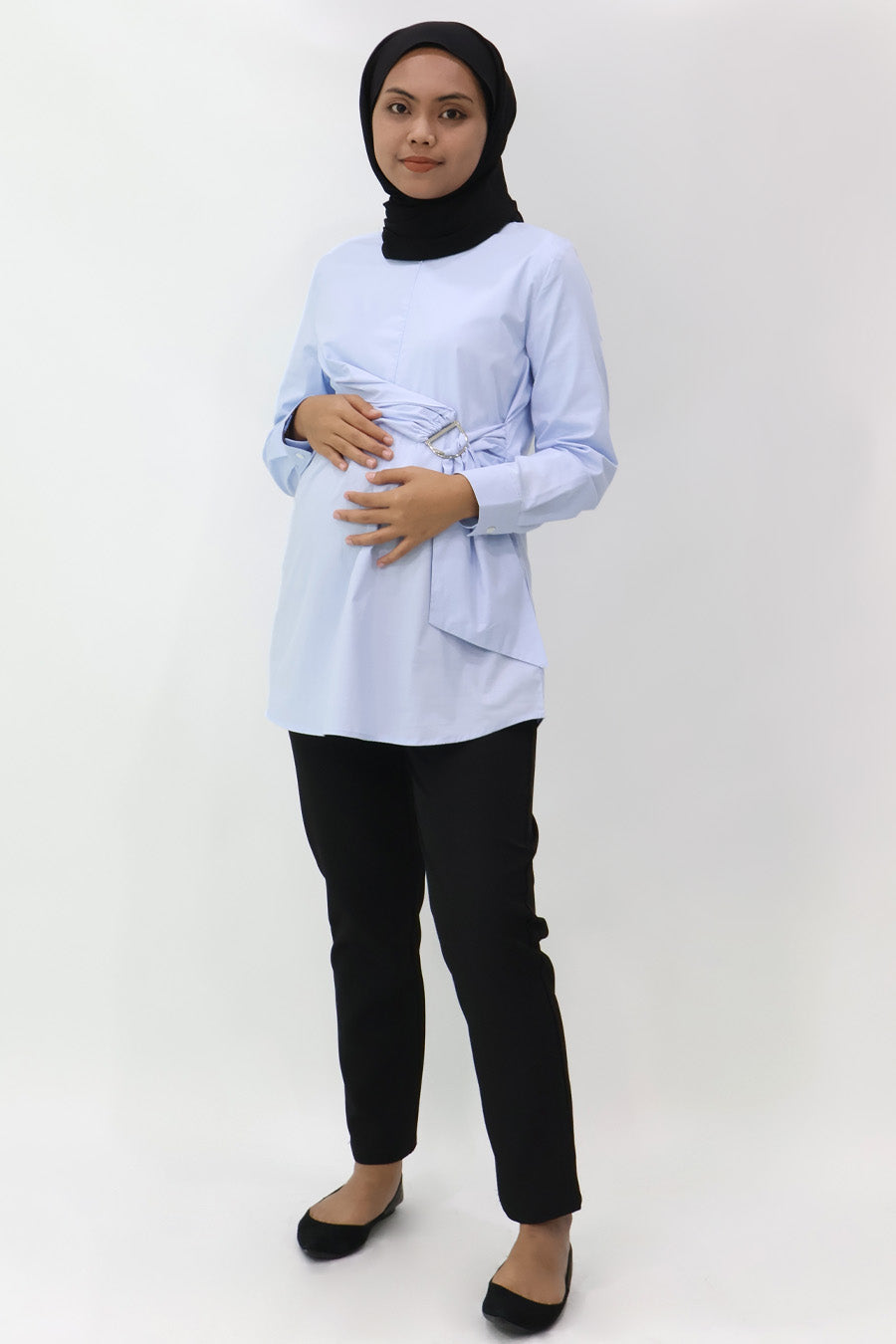 Buckle Detail Overlap Nursing Shirt