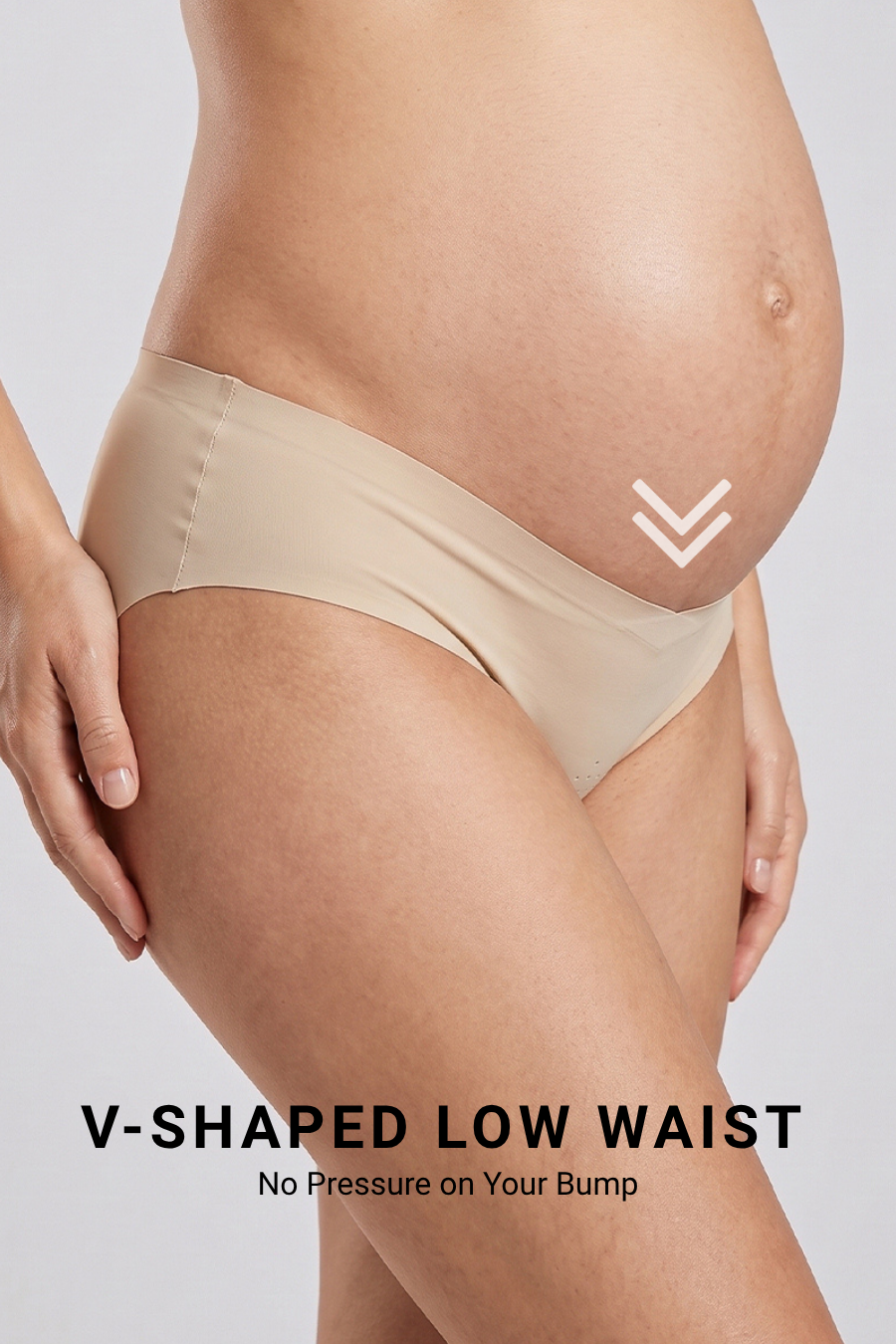 V-shaped low waist maternity panties designed to sit below growing bump