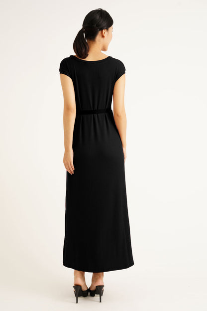 Maternity Side Button Split Maxi Dress