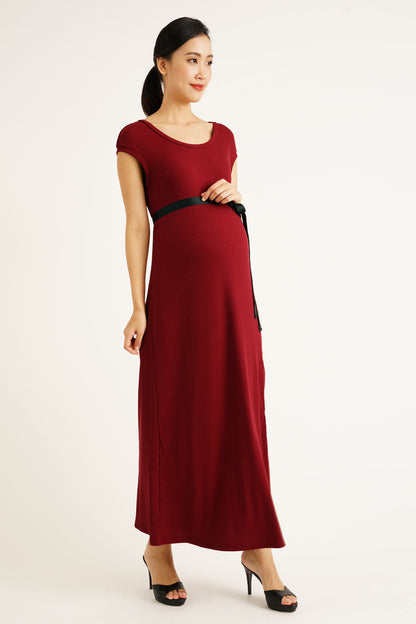 Maternity Side Button Split Maxi Dress