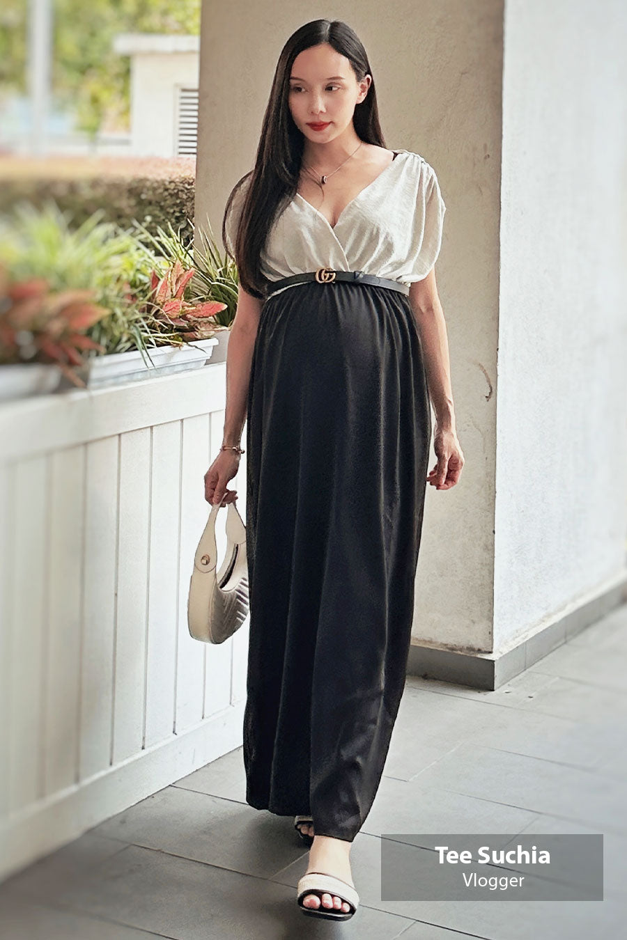 Maternity Lurex V-Neck Maxi Dress