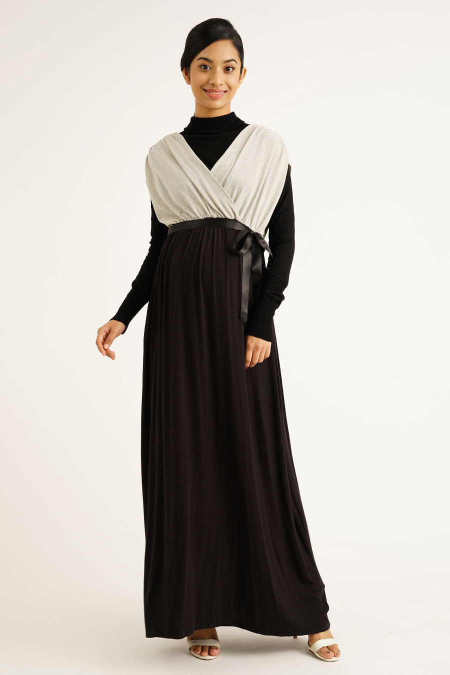 Maternity Lurex V-Neck Maxi Dress