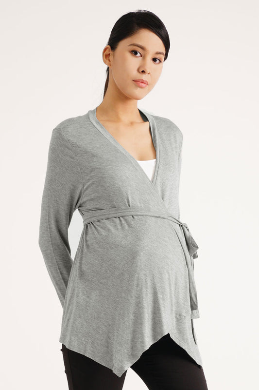 Maternity Belted Drape Cardigan