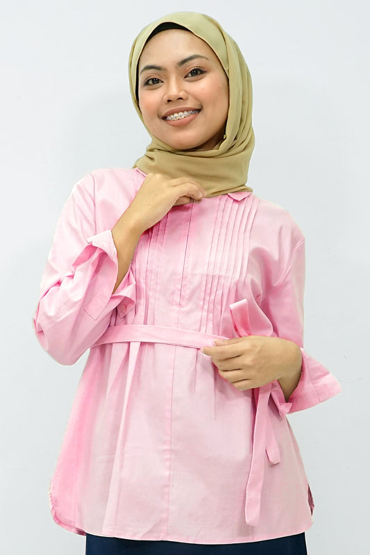 Sash-Tie Pintuck Nursing Shirt