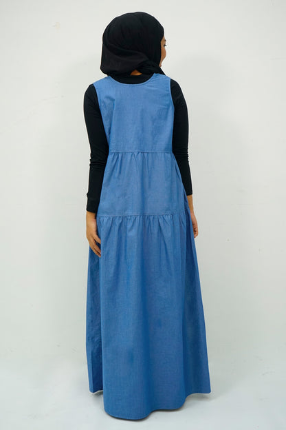 Tiered Maternity Denim Maxi Dress